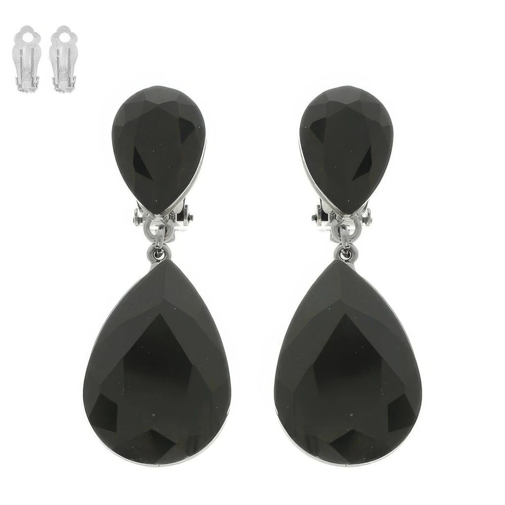 TRUEDAMES Teardrop-cut Crystal Clip On Earrings 6