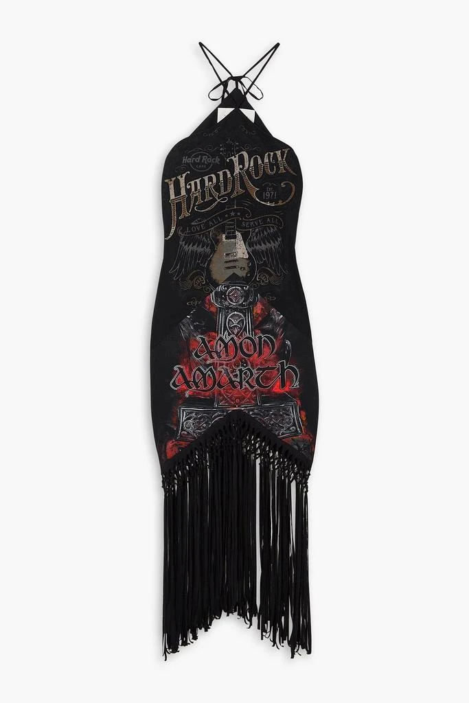 CONNER IVES Macramé-trimmed printed cotton-jersey midi dress 1