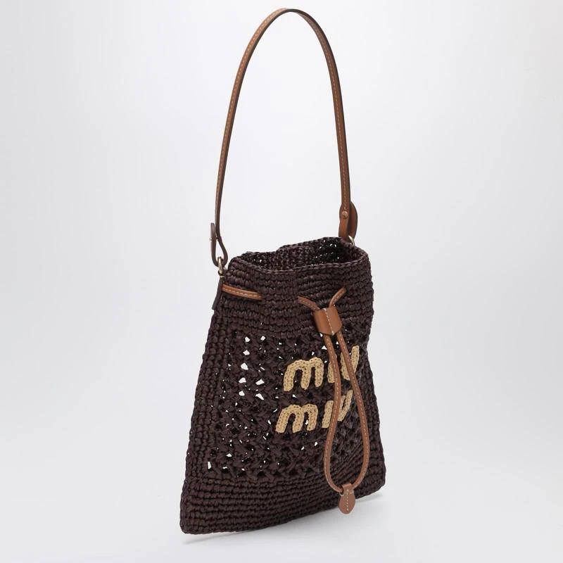 Miu Miu Mini cocoa-coloured woven fabric bucket bag 3
