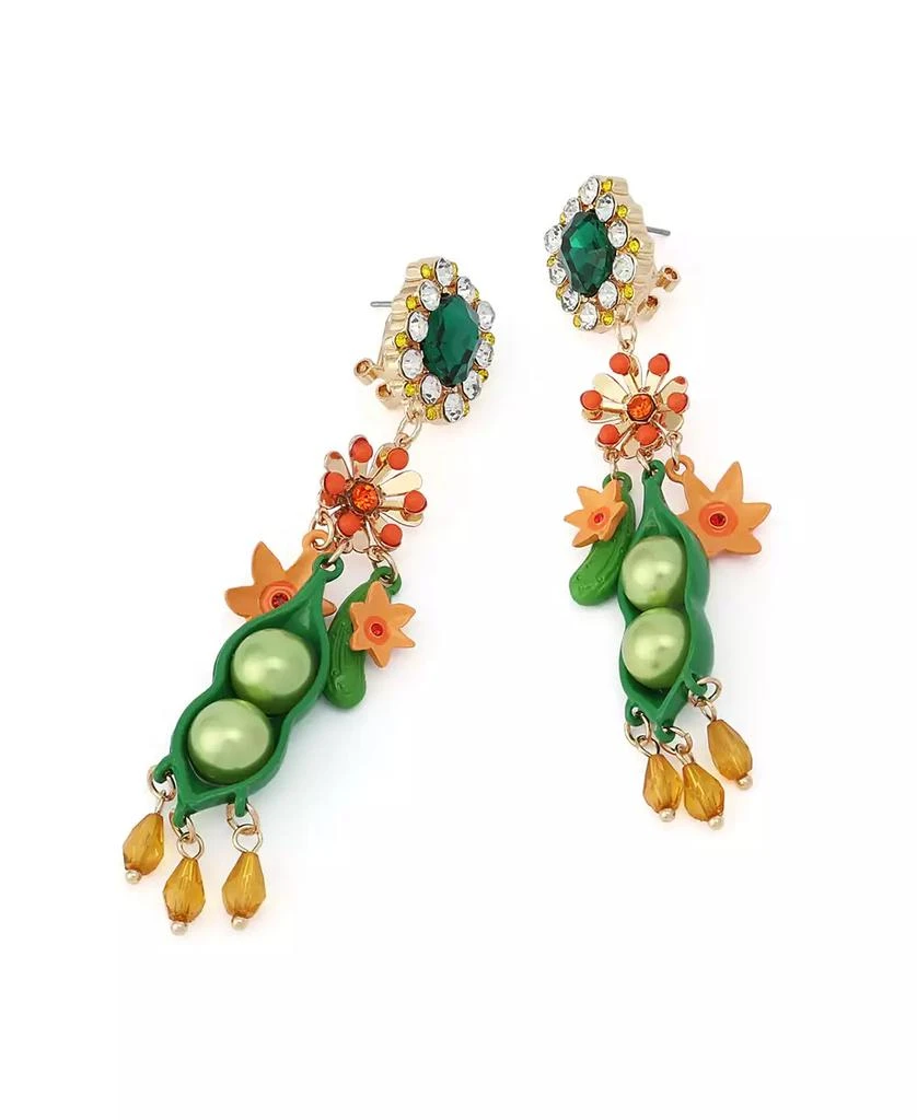 Betsey Johnson Faux Stone Hothouse Bloom Pea Drop Earrings 2