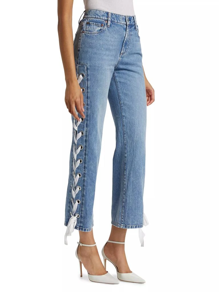 Alice + Olivia Reita Lace-Up Straight-Leg Jeans 4