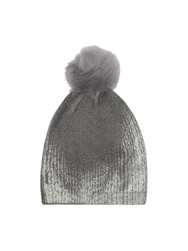 Gorski Metallic Knit Hat with Toscana Lamb Pompom 1