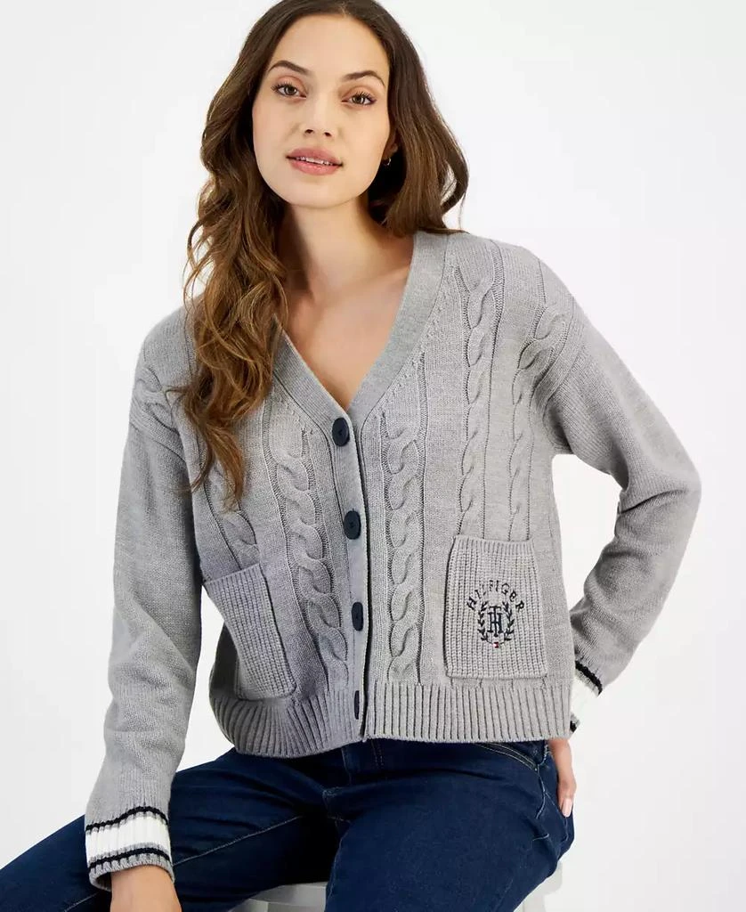 Tommy Hilfiger Women's Cable Knit Front Button Cardigan 1