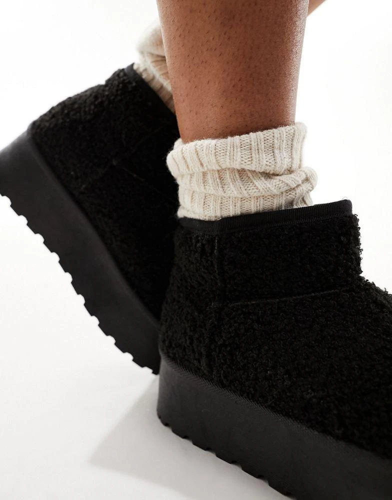 Truffle Collection Truffle Collection flatform ankle boots in black borg 2