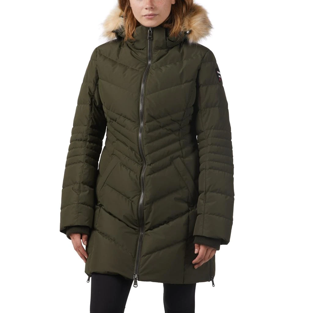 Pajar Women’s Queens Faux Fur Trim Chevron Quilt Mid Length Coat 5