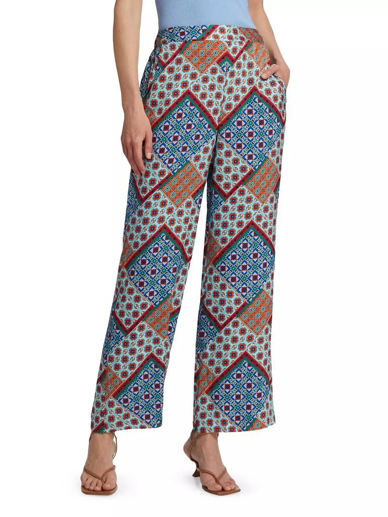 Tahari Andrea Silk-Blend Geometric Pants 3