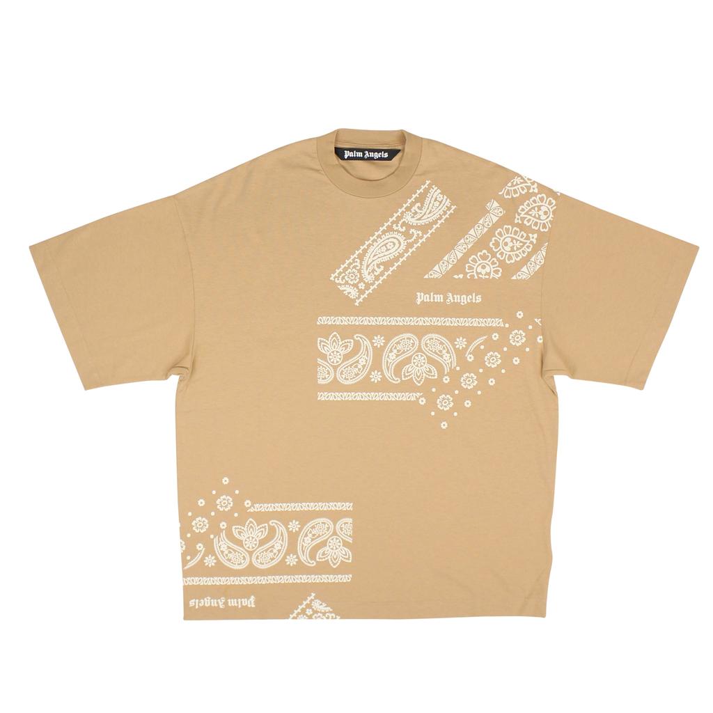 Palm Angels NWT PALM ANGELS Beige Bandana Logo T-Shirt