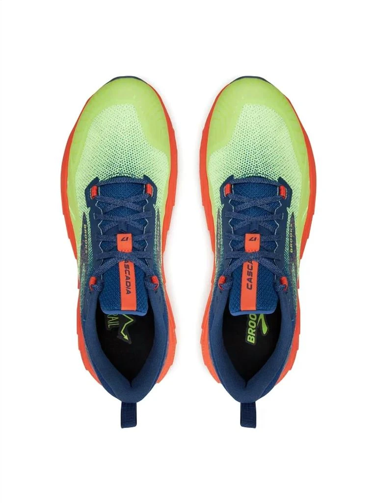 Brooks Men's Cascadia 17 Trail Running Shoes In Sharp Green/navy/firecracker 4