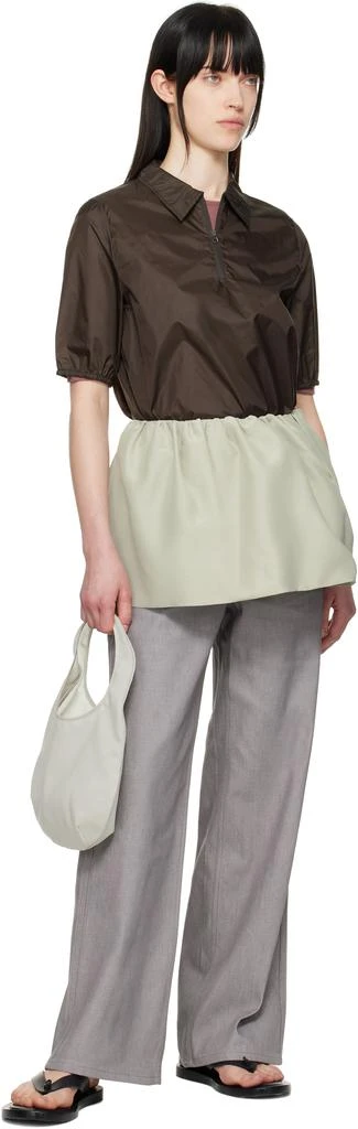 AMOMENTO Brown Sheer Half Zip-Up Polo 5