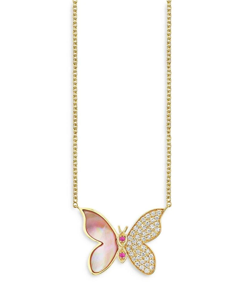 Sydney Evan Wicked x Sydney Evan 14K Yellow Gold Glinda Diamond Pavé Butterfly Pendant Necklace, 18" 1
