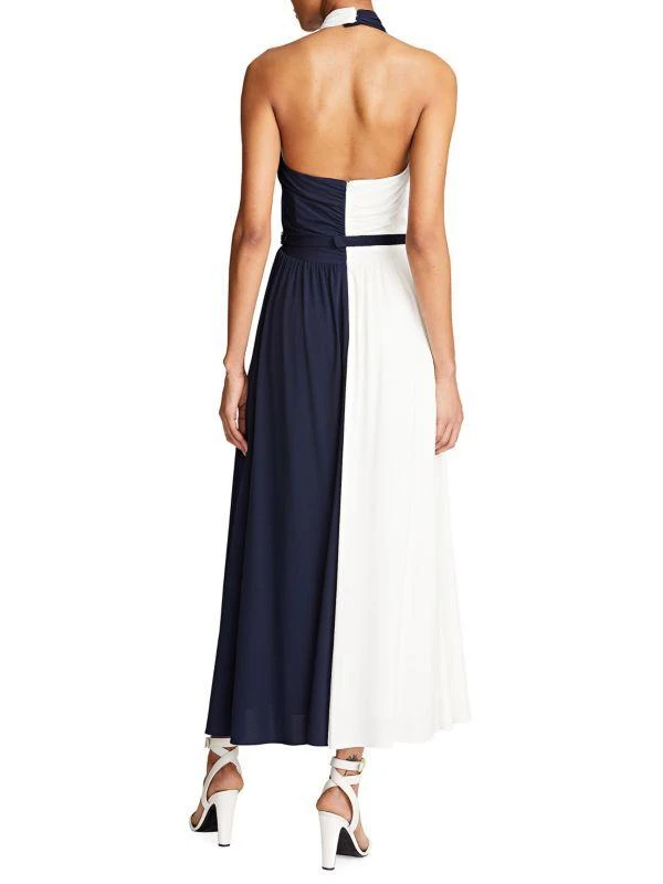 HALSTON Sondra Colorblocked Belted Midi-Dress 3