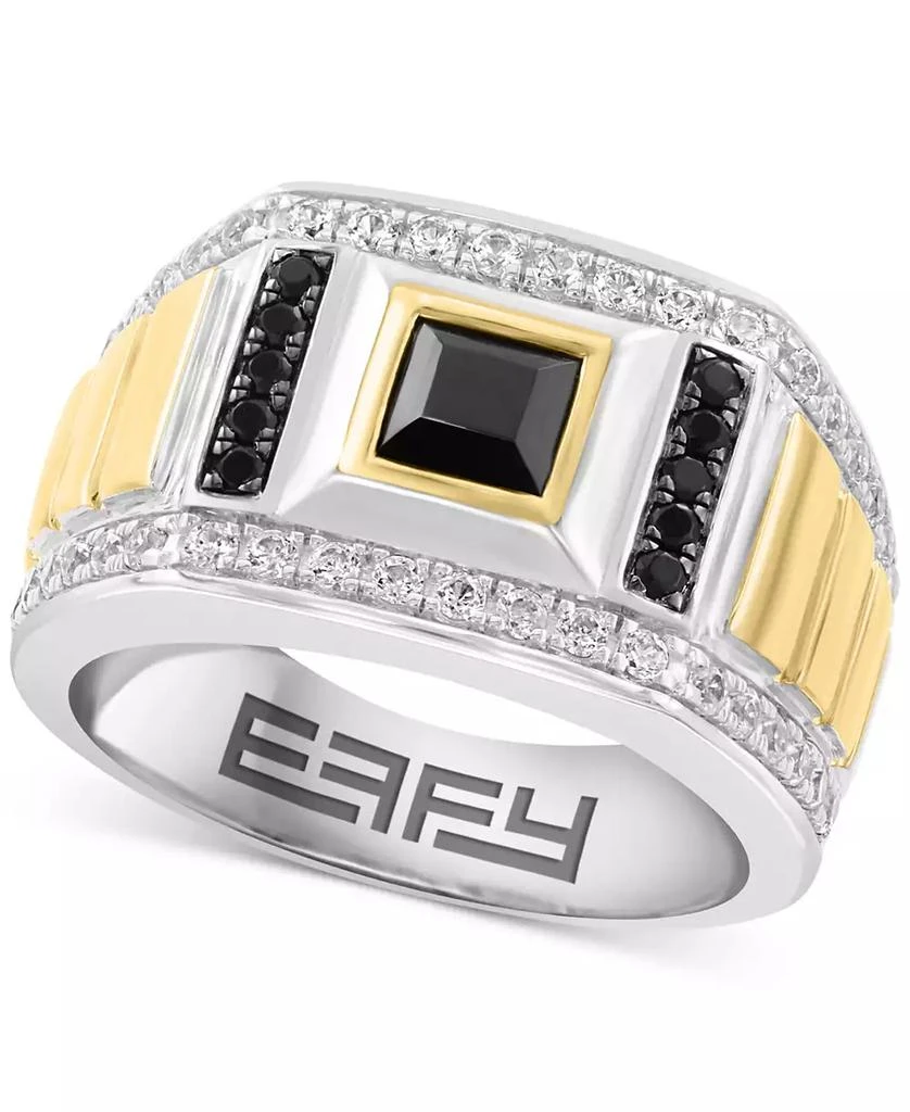 Effy EFFY® Men
s Black Spinel (7/8 ct. t.w.) 
Zircon (1 ct. t.w.) in Sterling Silver 
Gold Plate