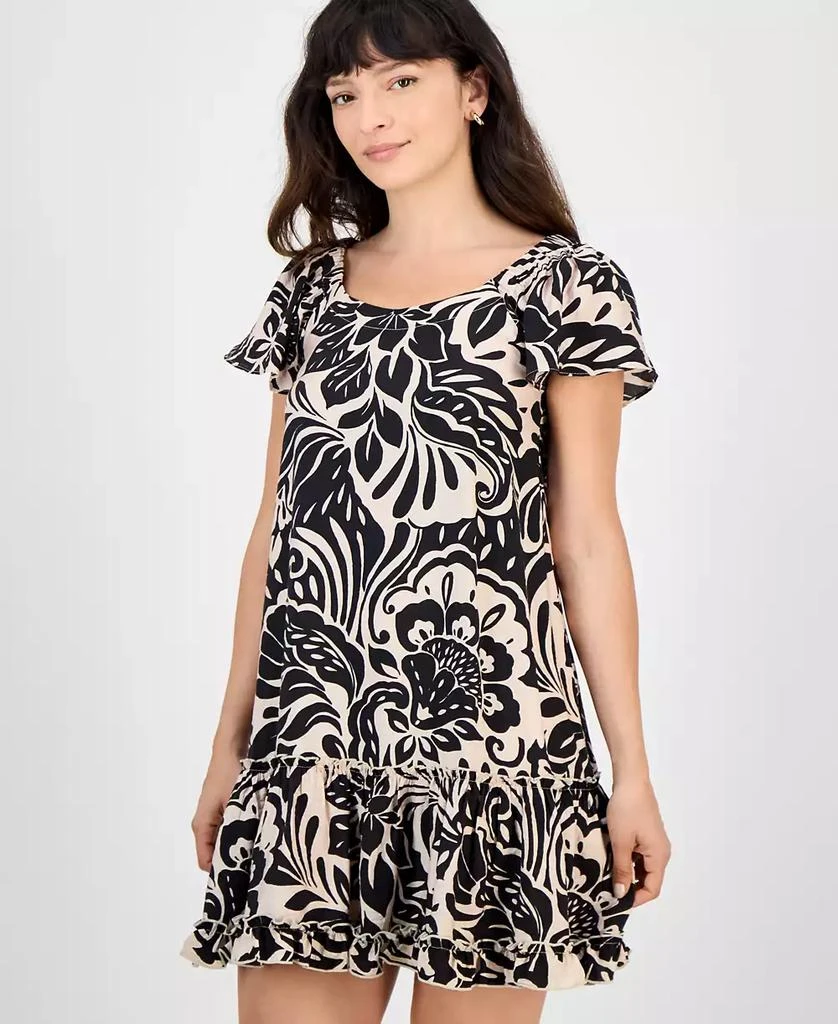 Robbie Bee Petite Printed Flutter-Sleeve Shift Dress 4