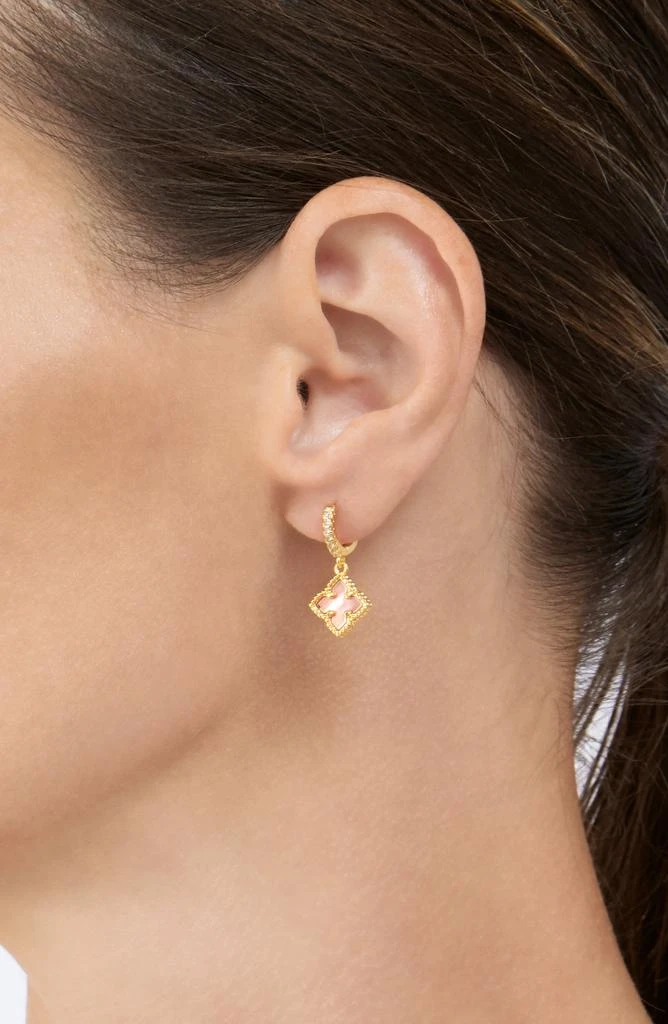 ADORNIA Floral Dangle Mother of Pearl Hoop Earrings 2