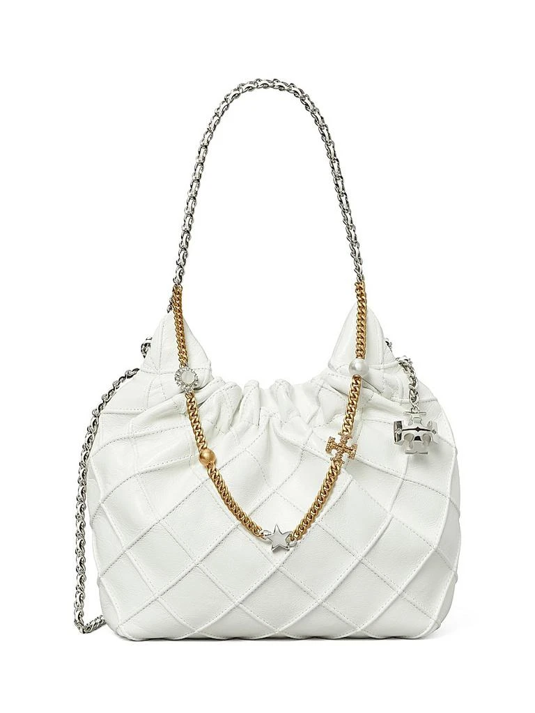 Tory Burch Mini Fleming Distressed Leather Hobo Bag 1