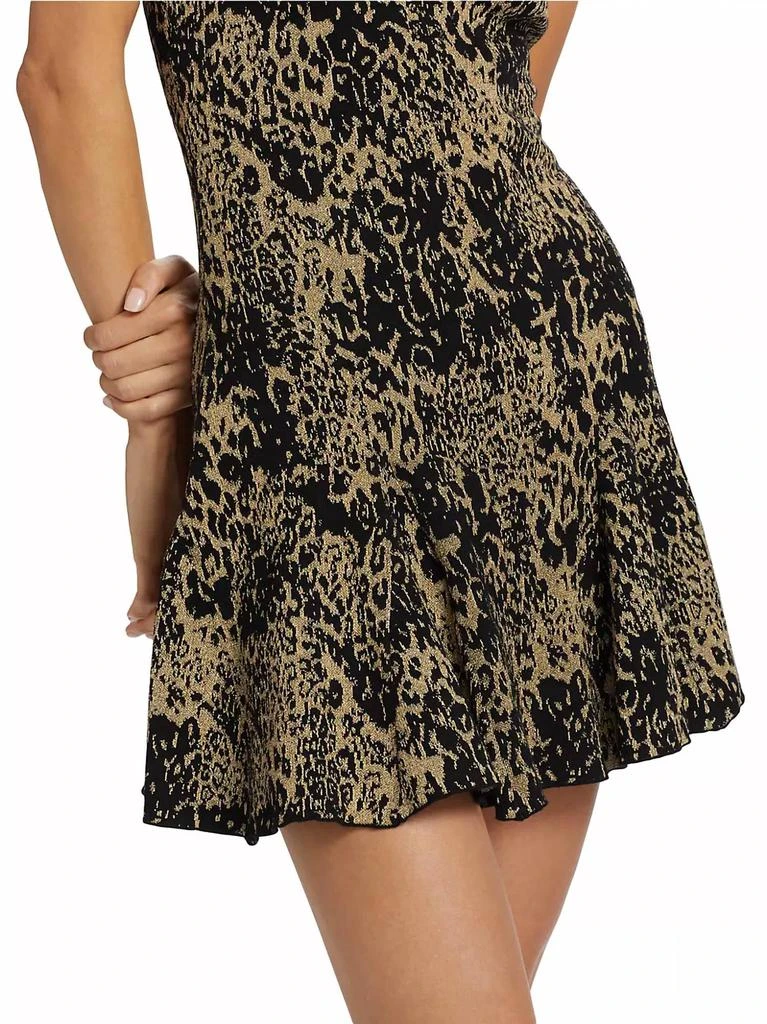 Ramy Brook Lidia Knit Sleeveless Mini Dress In Gold Leopard 4