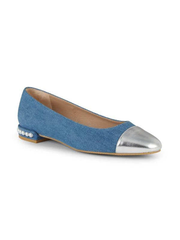 Stuart Weitzman Embellished Denim Flats 2