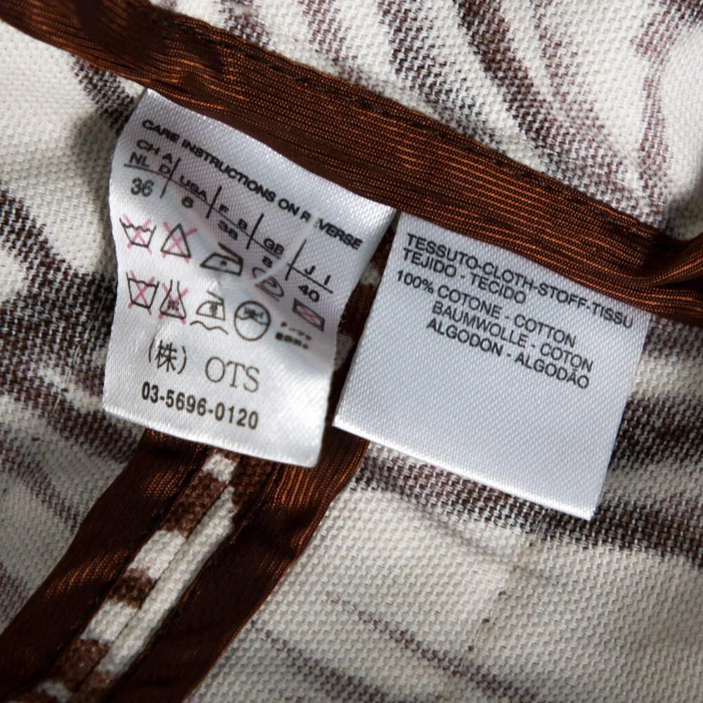 Max Mara Max Mara White & Brown Printed Canvas Belted Coat M 6