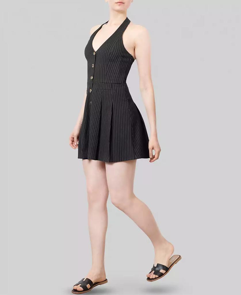 Almost Famous Crave Fame Juniors' Halter-Neck Button-Front Mini Dress