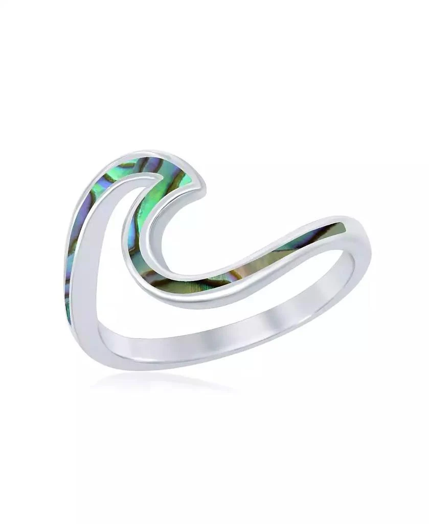 Caribbean Treasures Sterling Silver Abalone Wave Design Ring