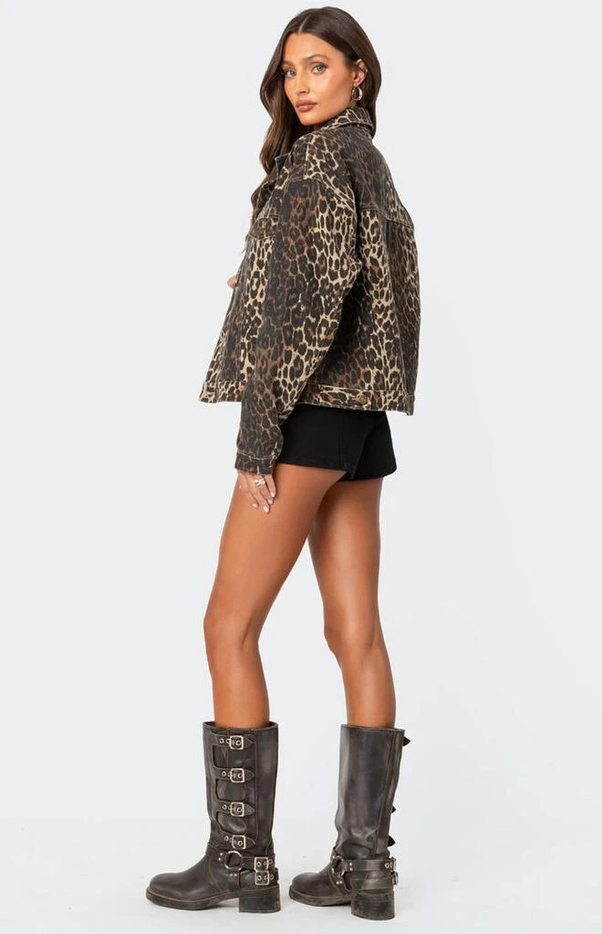 Edikted Leopard Print Denim Jacket 4