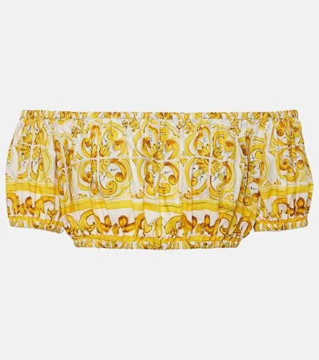 Dolce 
Gabbana Majolica off-shoulder cotton crop top 1