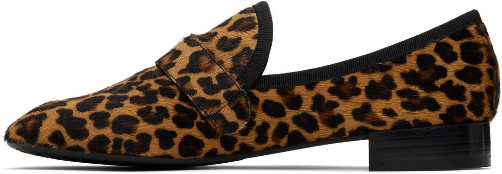 Repetto Tan & Black Michael Animal Print Rubber Sole Loafers 3