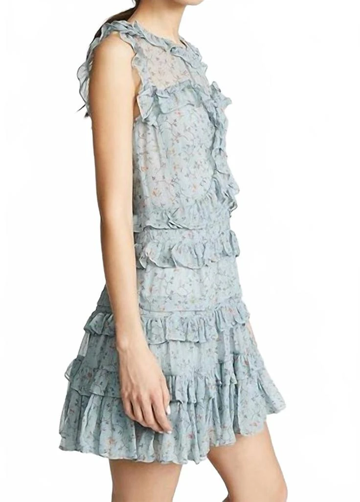 Rebecca Taylor Vine Ruffle Sleeves Mini Dress In Mint 2