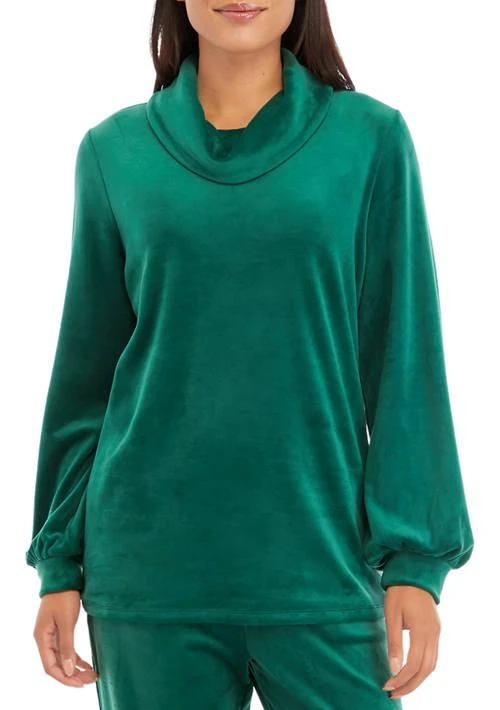 Kim Rogers® Rogers Womens Velour Cowl Neck Top 1
