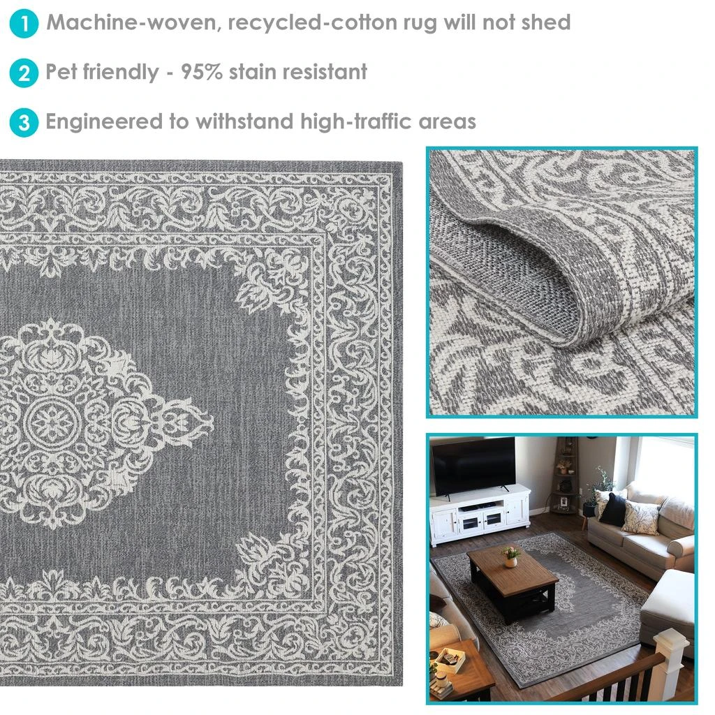 Sunnydaze Parisian Paradize Indoor Area Rug in Ash - 8 Ft. x 10 Ft. 2
