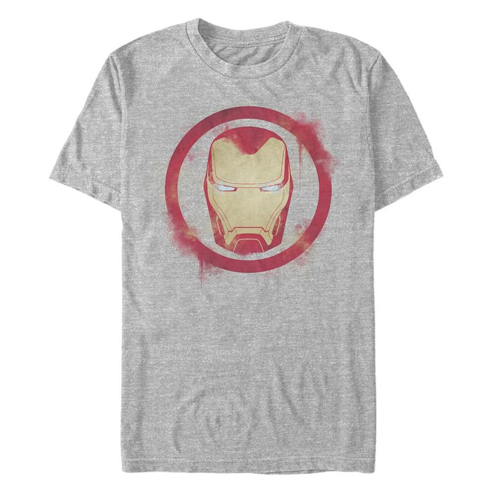 Fifth Sun Marvel Men's Avengers Endgame Iron Man Spray Paint Big Face Logo, Short Sleeve T-shirt