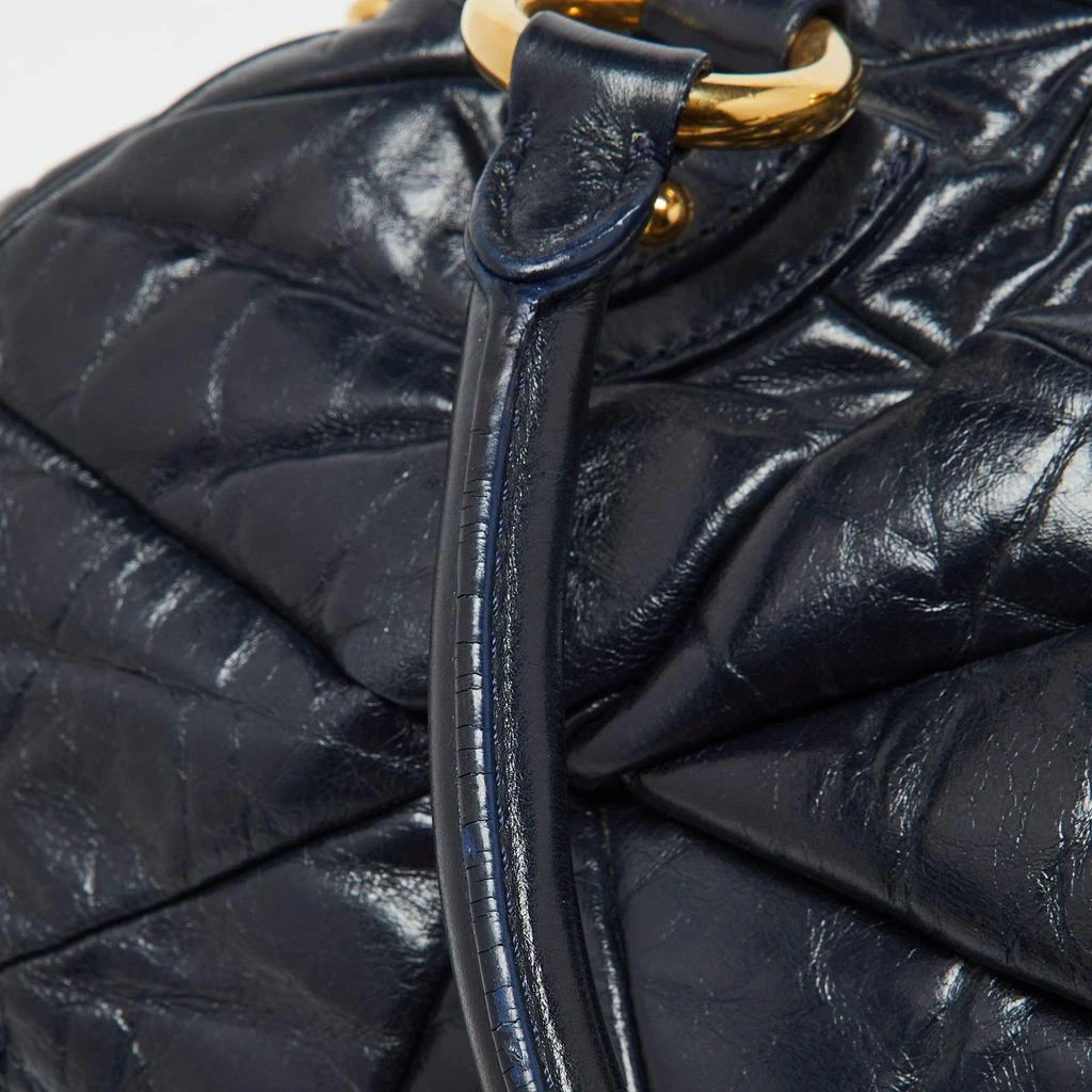 Marc Jacobs Marc Jacobs Navy Blue Quilted Leather Stam Satchel 6