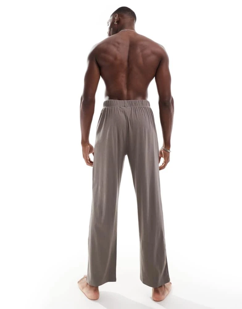 ASOS ASOS DESIGN texture lounge pants in brown 3