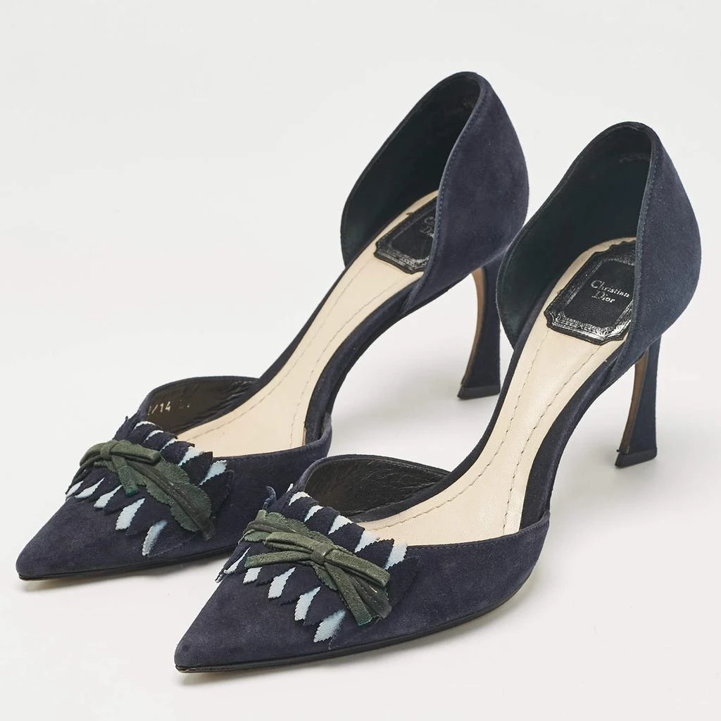 Dior Dior Navy Blue Suede D'orsay Pumps Size 38 2