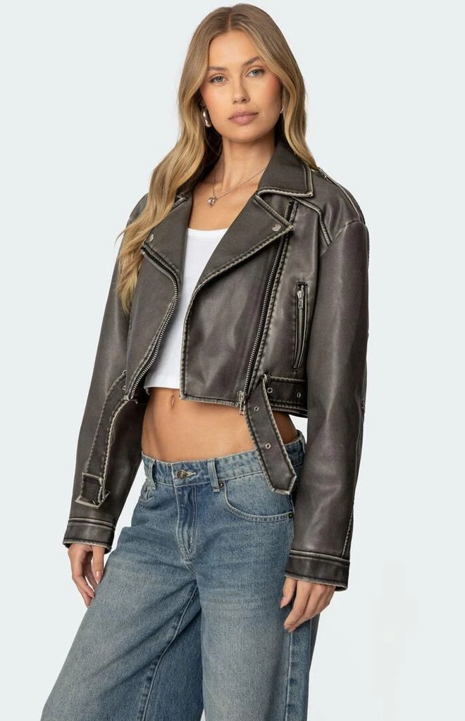 Edikted Washed Faux Leather Jacket 3