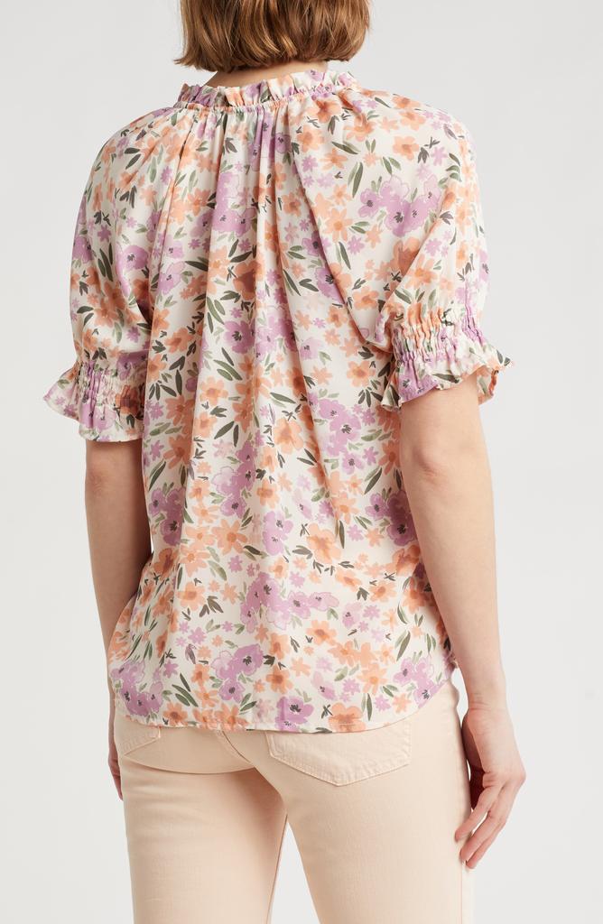 Bobeau Ruffle Button-Up Top