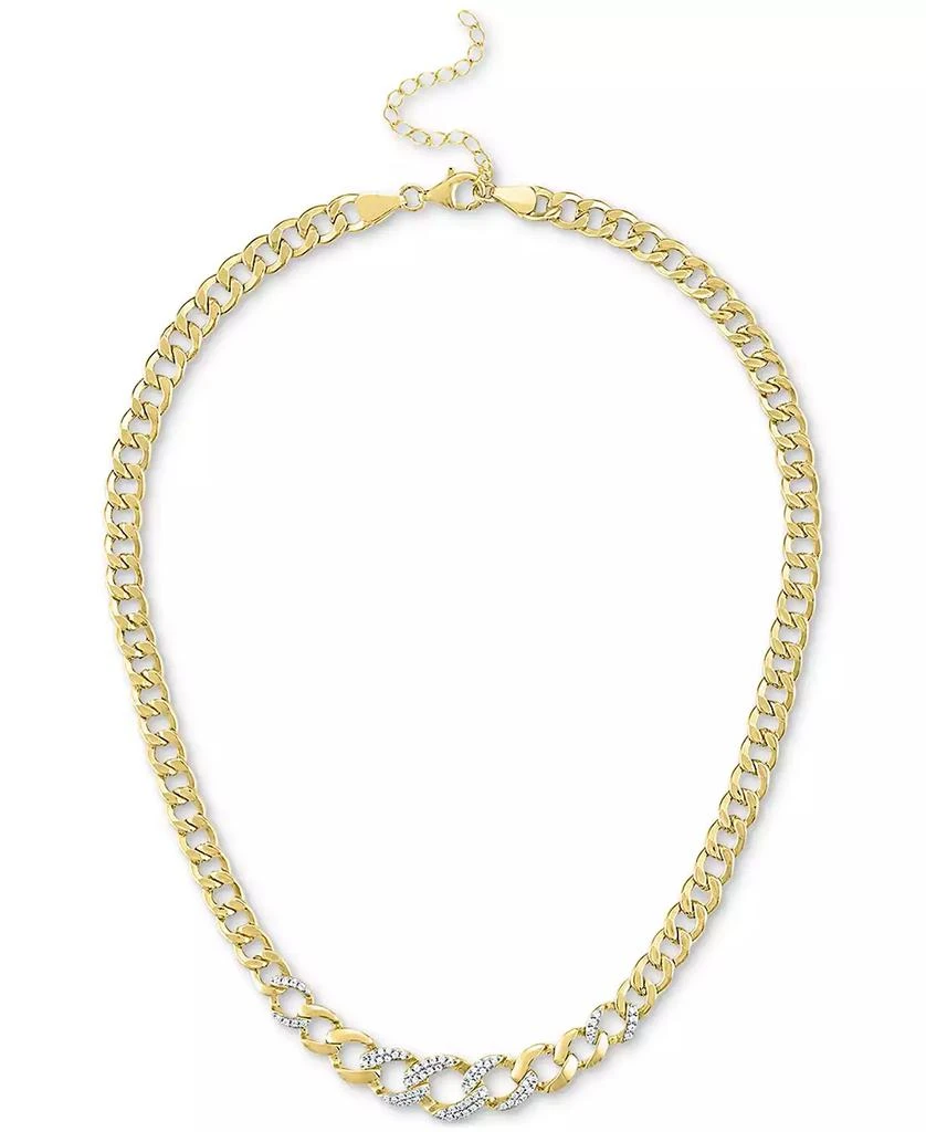 Macy's Diamond Cuban Link 18" Chain Necklace (1/3 ct. t.w.) in 14k Gold-Plated Sterling Silver 1