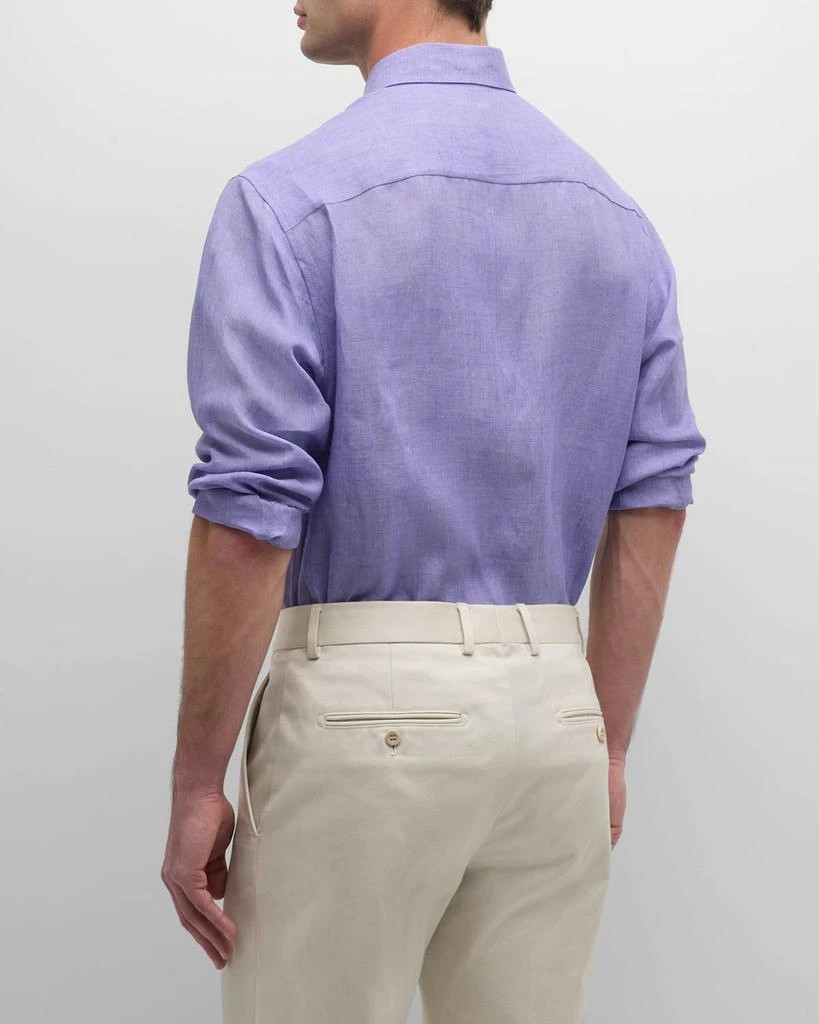 Brioni Men's Solid Linen Sport Shirt 3
