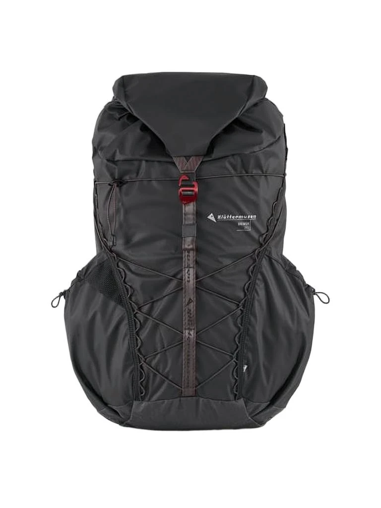 Klattermusen Spacious Black Backpack with Top Flap Closure