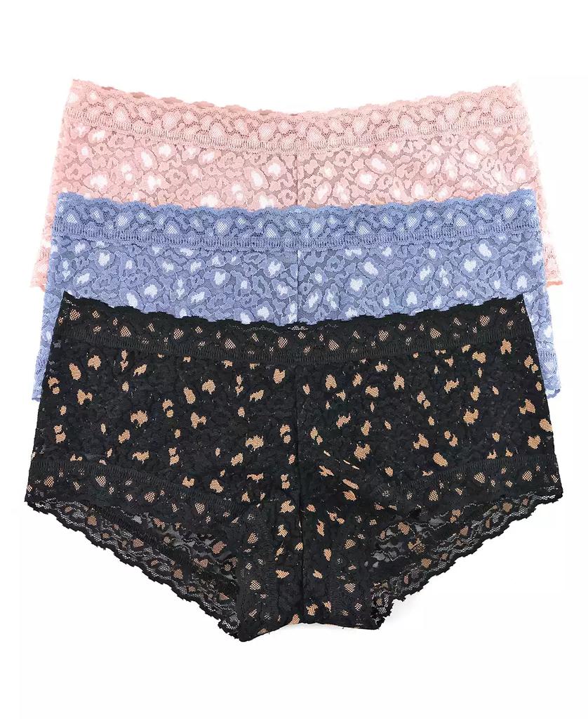 Hanky Panky Women's Cross-dyed Leopard Mide Rise Boyshort Panty 3 pack