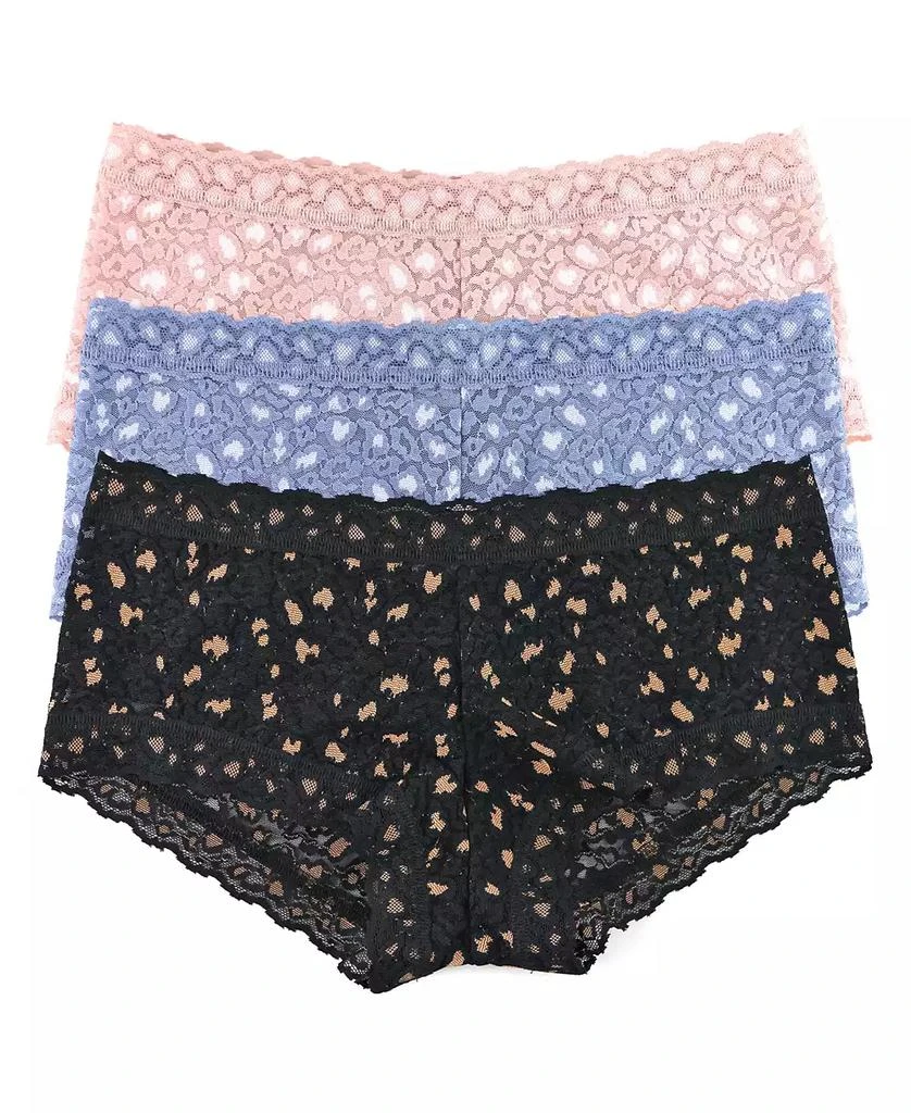 Hanky Panky Women's Cross-dyed Leopard Mide Rise Boyshort Panty 3 pack 1