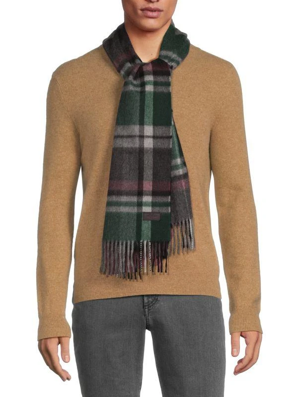 Hickey Freeman Plaid Cashmere Scarf 1