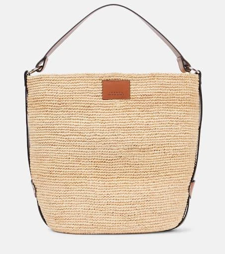 Isabel Marant Bayia leather-trimmed raffia tote bag 1