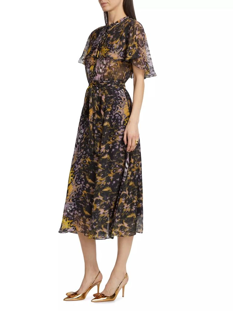 Marchesa Rosa Abstract Chiffon Midi-Dress 4