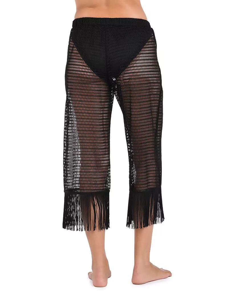 La Blanca Women's Mesh Fringed Cropped Cover-Up Pants