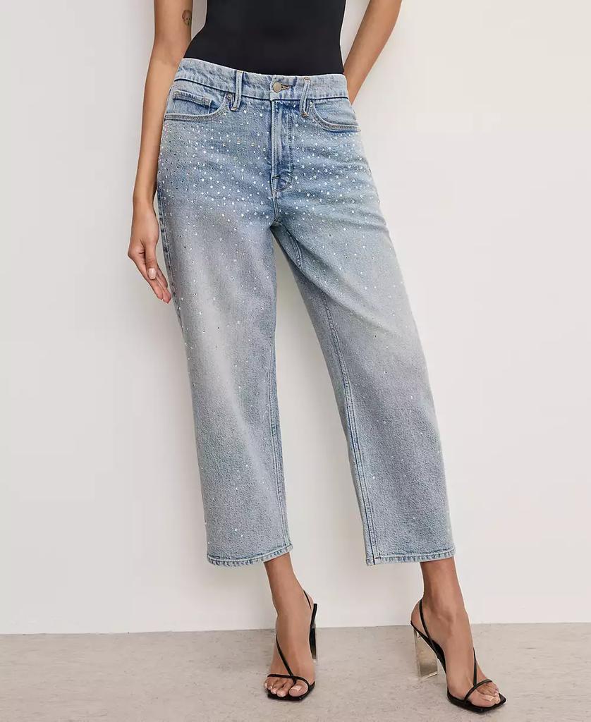Good American Women's Crystal Stars Good 90s Cropped Jeans