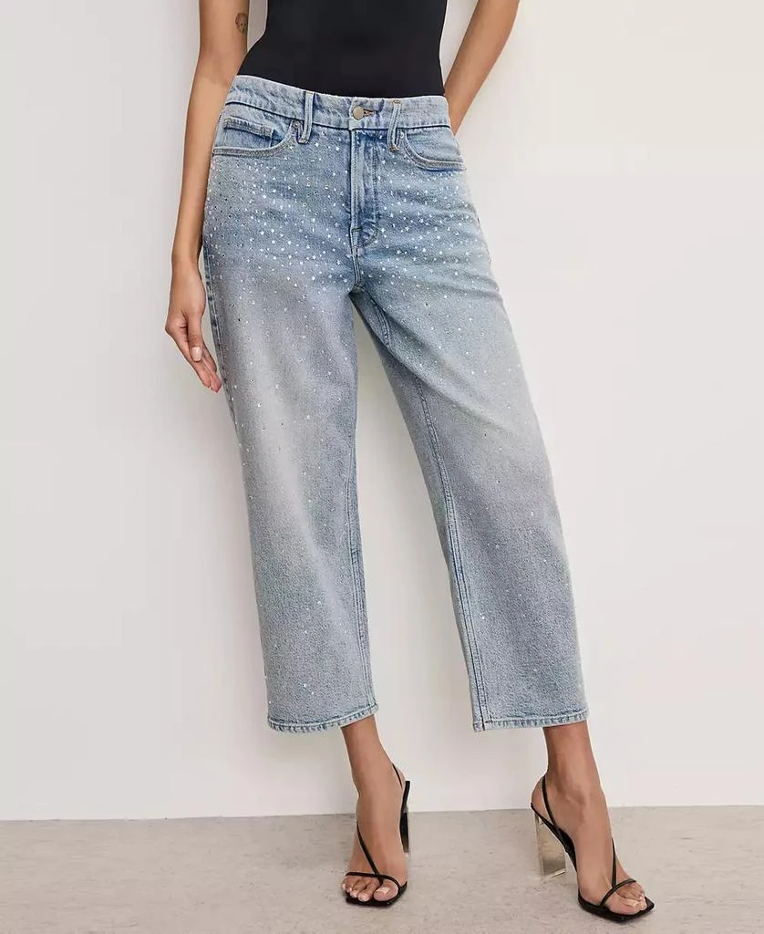 Good American Women's Crystal Stars Good 90s Cropped Jeans 1