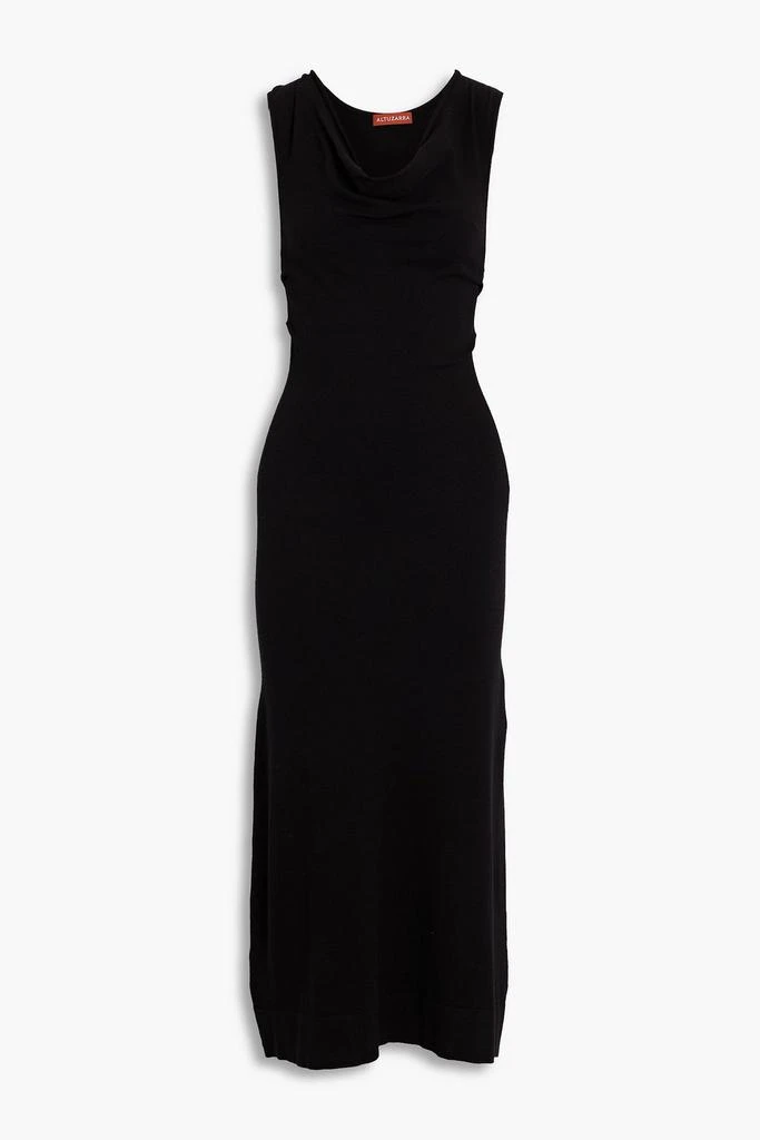 anessa satin shirred midi dress in navy Navy Shirred Waist Midi Dress
