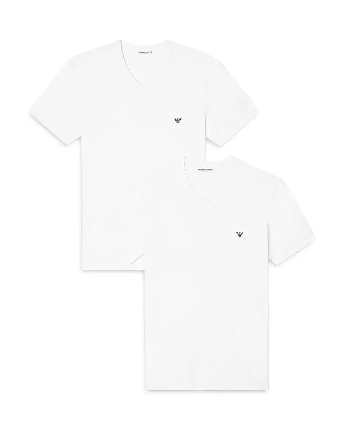 Emporio Armani V Neck Stretch Tees, Pack of 2