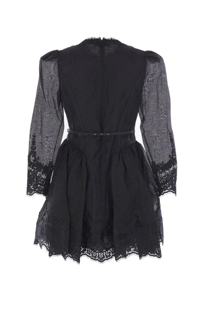 knee length dresses for ladies Zimmermann Rhiannon Crochet Mini Dress in Cream Black